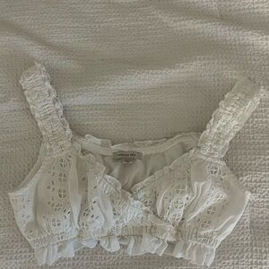 American Eagle Outfitters White Lace Crop Top